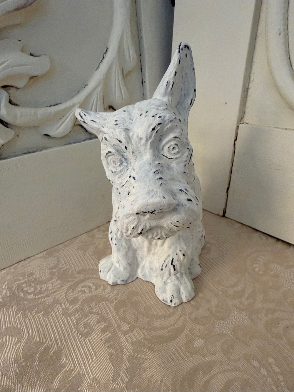 White Distressed Ceramic Dog Figurine - Home Accents